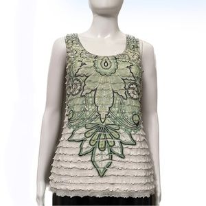 Ruffled paisley tank top size medium tropical vacation unique